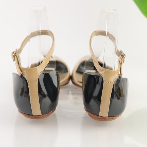 Boden Womens Flat Size 6 Nude Tan Patent Black Pointed Ankle Strap Shoe Pointed - Picture 5 of 12